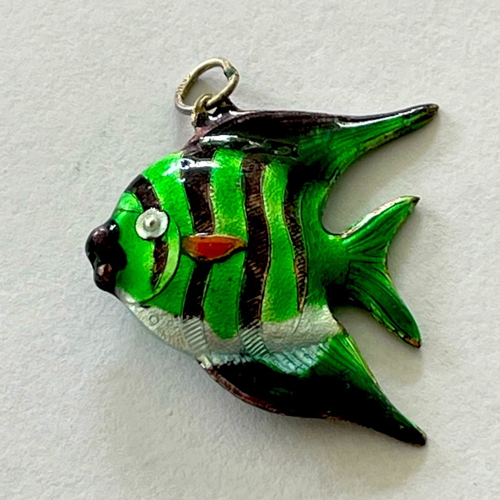 Vintage Enamel Fish Charm - Pendant